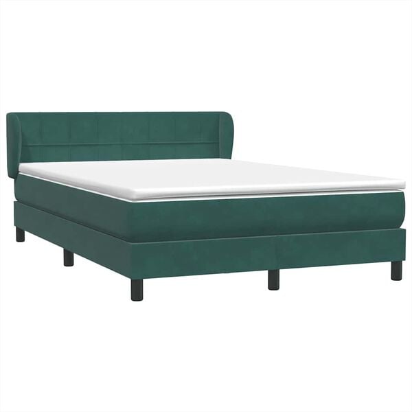 vidaXL Boxspringbett mit Matratze Dunkelgr&uuml;n 140x210 cm Samt