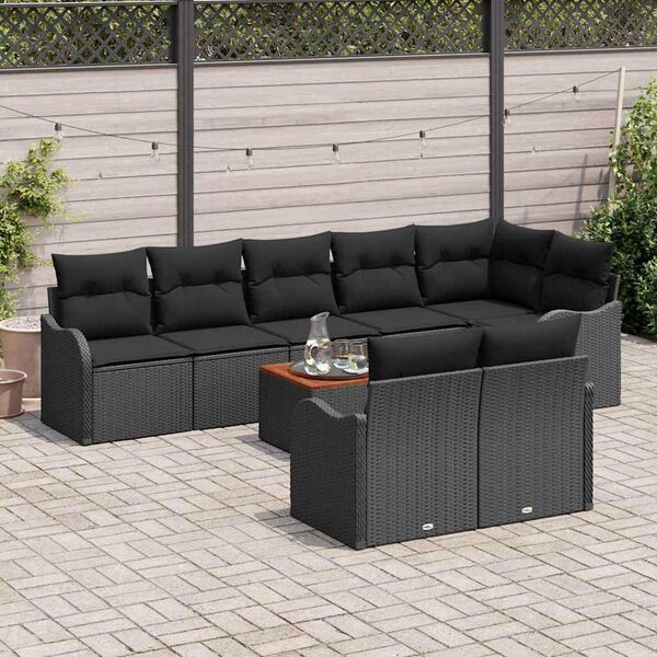 vidaXL Gartensofa-set mit Speicher 9 pcs Schwarz Poly-Rattan