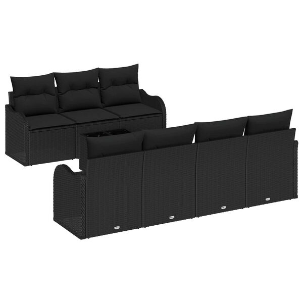 vidaXL Gartensofa-set 8 pcs Schwarz Poly-Rattan und Stahl und Glas