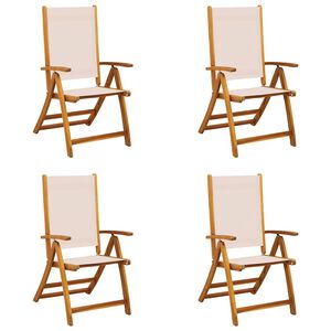 vidaXL Klappst&uuml;hle, 4 St&uuml;ck, Massivholz Akazie und Textilene