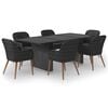 vidaXL 7-tlg. Garten-Essgruppe Poly Rattan Schwarz