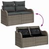 vidaXL Garten-Sofa-Set mit Kissen mit Speicher 7 pcs Grau Poly Rattan