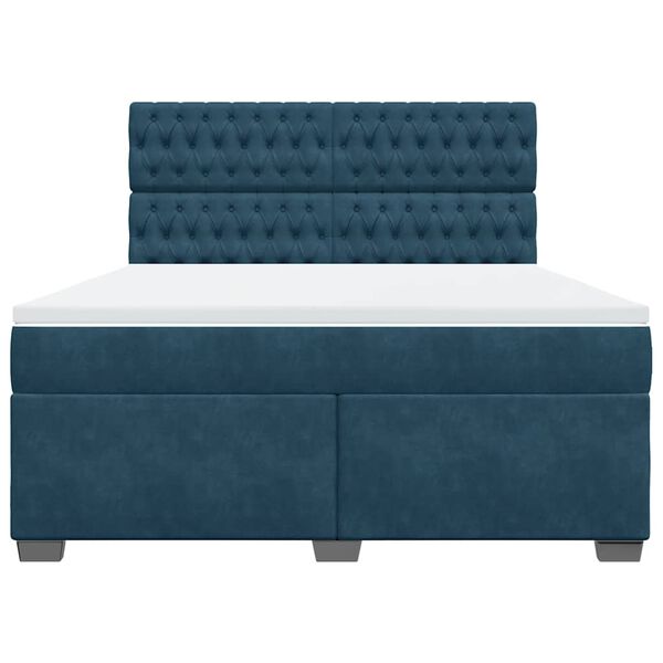 vidaXL Boxspringbett mit Matratze Blau 180x200 cm Samt