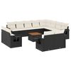vidaXL 13-tlg. Garten-Sofagarnitur mit Kissen Schwarz Poly Rattan
