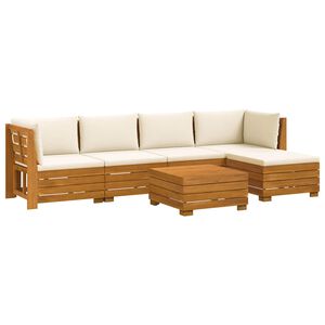 vidaXL Outdoor-Sofagarnitur mit Kissen 6 St&uuml;ck Braun Massivholz Akazie