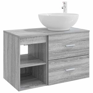 vidaXL Badezimmerm&ouml;bel-Set 2 pcs Grau Sonoma Holzwerkstoff