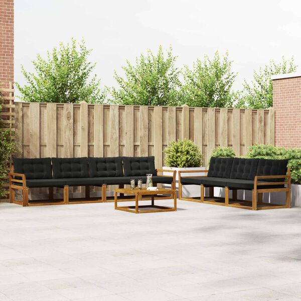 vidaXL Outdoor-Sofagarnitur mit Kissen 8 pcs Nat&uuml;rlich und Schwarz