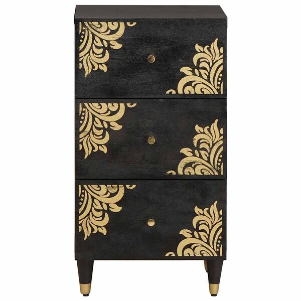 vidaXL Sideboard mit Regal Schwarz 40 x 33 x 75 cm Massivholz Mango