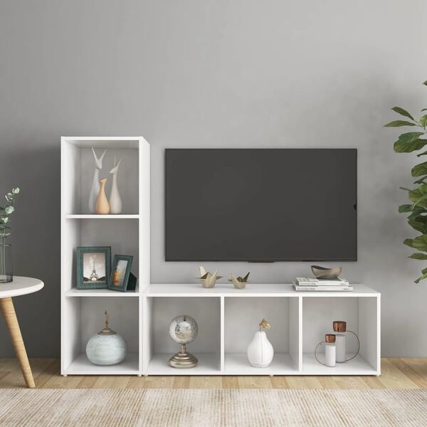 vidaXL TV-Schr&auml;nke 2 Stk. Wei&szlig; 107x35x37 cm Holzwerkstoff