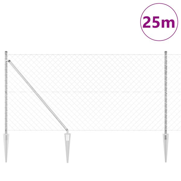 vidaXL Zaunpfosten Silber 25 x 1,2 m (60 x 60 mm Netz) Stahl