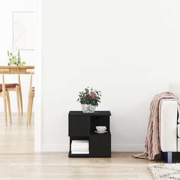 vidaXL Beistelltisch mit Regal Schwarz Eichen-Optik 30 x 30 x 55 cm