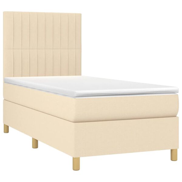 vidaXL Boxspringbett mit Matratze & LED Creme 80x200 cm Stoff