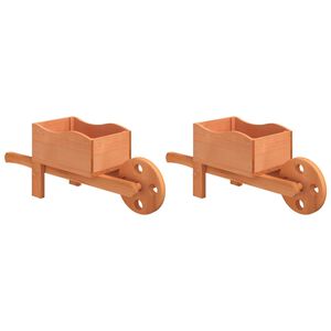 vidaXL Pflanzgef&auml;&szlig;e Schubkarre-Design 2 Stk. 47x15x19 cm Massivholz