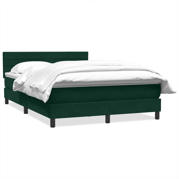 vidaXL Boxspringbett mit Matratze Dunkelgr&uuml;n 160x220 cm Samt