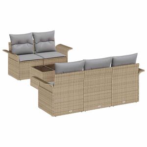 vidaXL Sofa Set mit Kissen 6 pcs Beige Poly-Rattan