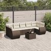 vidaXL 8-tlg. Garten-Sofagarnitur mit Kissen Braun Poly Rattan
