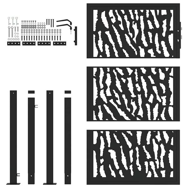 vidaXL Gartentor Schwarz 100x150 cm Stahl Trace Design