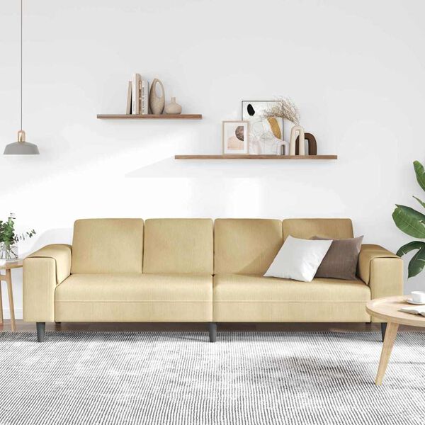 vidaXL Stoffsofa mit Kissen Grau-Grün 208 cm Cordstoff