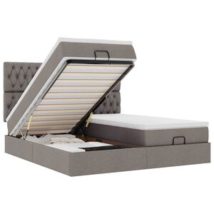 vidaXL Ottoman-Bett mit Matratzen & LEDs Taupe 160x200 cm Stoff