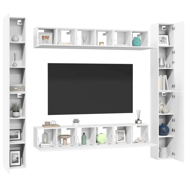 vidaXL 6-tlg. TV-Schrank-Set Wei&szlig; Holzwerkstoff