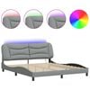 vidaXL Bettgestell mit LED ohne Matratze "Hvar" Hellgrau 180x200 cm Stoff