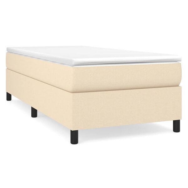 vidaXL Boxspringbett mit Matratze Creme 100x200 cm Stoff