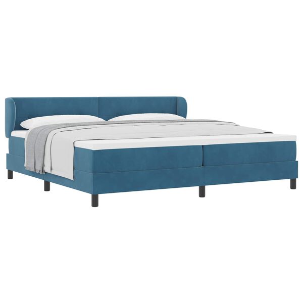 vidaXL Boxspringbett mit Matratze Dunkelblau 200 x 200 cm Samt