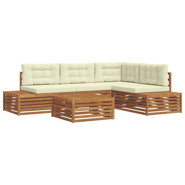 vidaXL Outdoor-Sofagarnitur mit Kissen 5 St&uuml;ck Natur und Creme