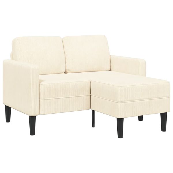 vidaXL 2-Sitzer-Sofa mit Chaiselongue L-Form Creme 125 cm Leinen