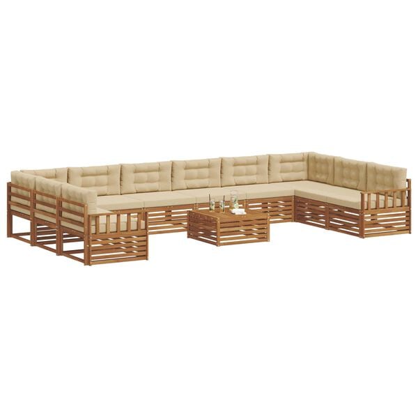 vidaXL Sofagarnituren 11 pcs Natur und Beige Massivholz Akazie
