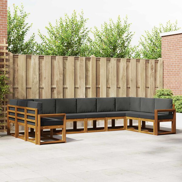 vidaXL Outdoor-Sofagarnitur mit Kissen 10 pcs Natur und Anthrazit
