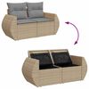 vidaXL 8-tlg. Garten-Sofagarnitur mit Kissen Beige Poly Rattan Akazie