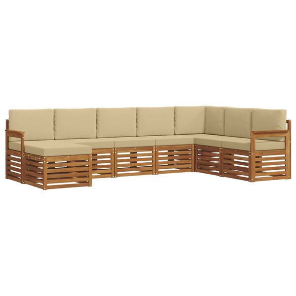 vidaXL Sofagarnituren 8 pcs Natur und Beige Massivholz Akazie