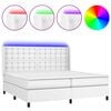 vidaXL Boxspringbett mit Matratze & LED Wei&szlig; 200x200 cm Kunstleder