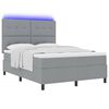 vidaXL Boxspringbett mit Matratze mit LED Hellgrau 140 x 200 cm Stoff