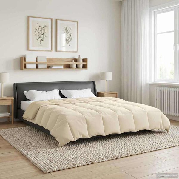 vidaXL Winterbettdecke Gepolstert Creme 200 x 220 cm Mikrofaser