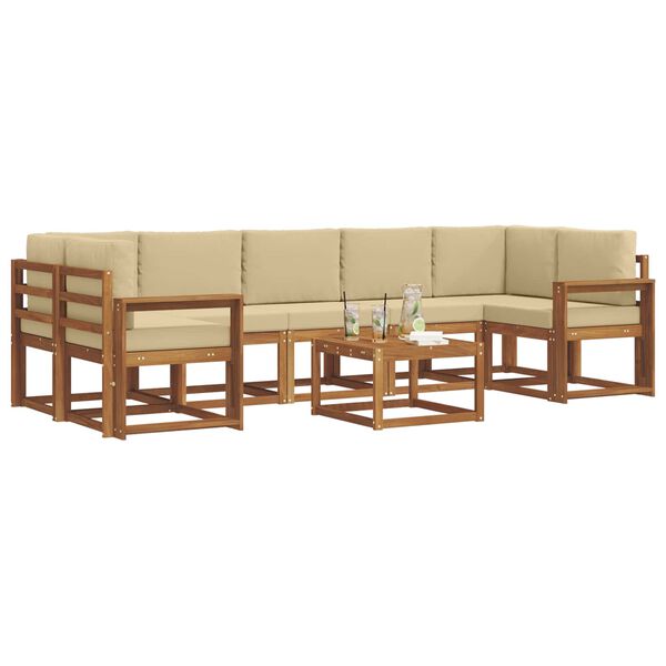 vidaXL Outdoor-Sofagarnitur mit Kissen 8 pcs Natur und Beige