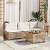 vidaXL Gartensofa ohne Armlehnen mit Kissen Beige Poly Rattan