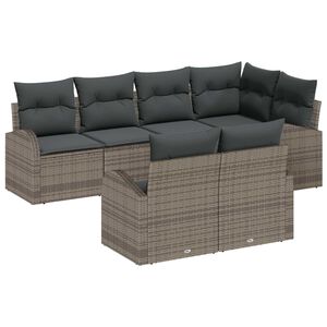 vidaXL Gartensofa-set mit Kissen mit Speicher 7 pcs Grau Poly-Rattan