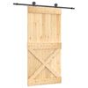 vidaXL Schiebet&uuml;r Nat&uuml;rlich und Schwarz 100 x 210 cm Massivkiefer
