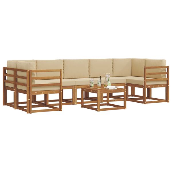 vidaXL Outdoor-Sofagarnitur mit Kissen 8 pcs Natur und Beige