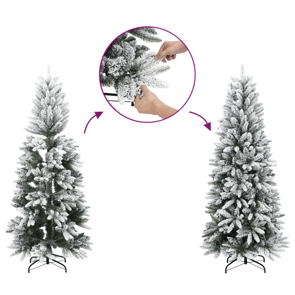 VidaXL Kunst-Weihnachtsbaum 240 Cm Mit LED-Beleuchtung – Verschneit, Klappbar & Mit Ständer. Der Perfekte Christbaum Für Zu Hause!