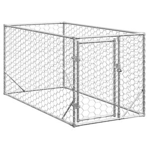 vidaXL Outdoor-Hundezwinger mit T&uuml;r 2x1x1 m Verzinkter Stahl
