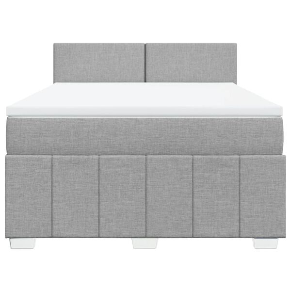 vidaXL Boxspringbett mit Matratze Hellgrau 160x200 cm Stoff