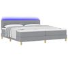 vidaXL LED Boxspringbett mit Matratze Hellgrau 200 x 200 cm Stoff