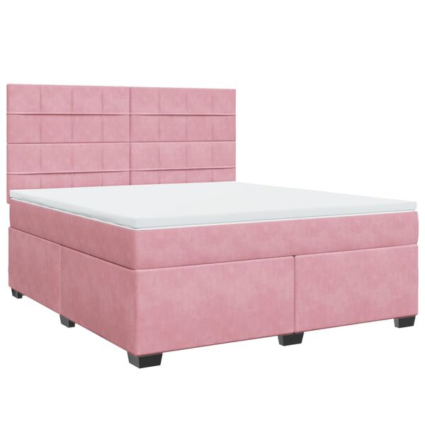 vidaXL Boxspringbett mit Matratze Rosa 180x200 cm Samt
