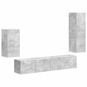 vidaXL TV-Schrankset Wandmontiert 4 pcs Beton Grau Holzwerkstoff