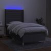 vidaXL Boxspringbett mit Matratze & LED Dunkelgrau 90x200 cm Stoff