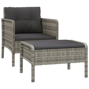 vidaXL 2-tlg. Garten-Lounge-Set mit Kissen Grau Poly Rattan