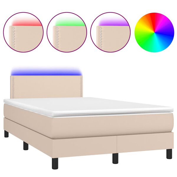 vidaXL Boxspringbett mit Matratze & LED Cappuccino-Braun 120x190 cm